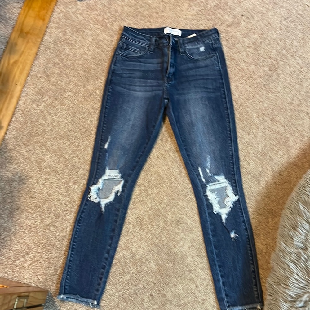Pink Lily jeans. SuE 3/25. Distressed.. no tags but never worn
